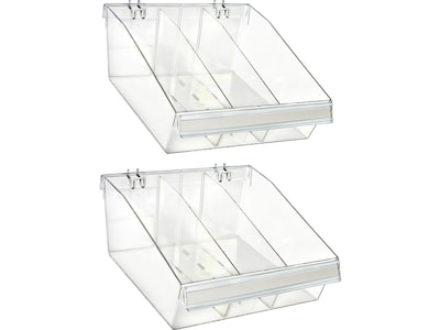 Azar 5.75 x 11.75 Pegboard 3-Compartment Deep Bin Tray, Clear, 2/Pack (556132-S-DIV-2PK)