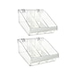 Azar 5.75" x 11.75" Pegboard 3-Compartment Deep Bin Tray, Clear, 2/Pack (556132-S-DIV-2PK)