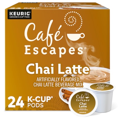 Cafe Escapes Chai Latte Coffee, Keurig® K-Cup® Pods, Light Roast, 24/Box (6805)