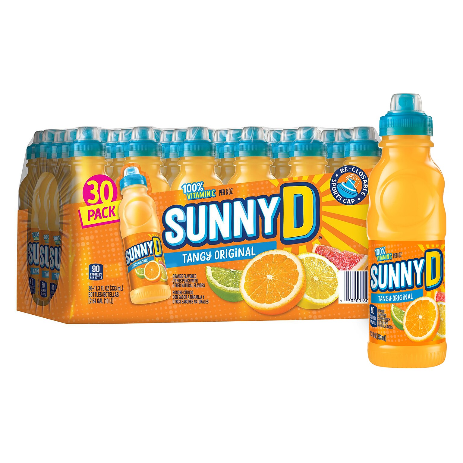 Sunny D Tangy Original Sport Bottle, 11.3 oz., 30/Pack (220-02659)