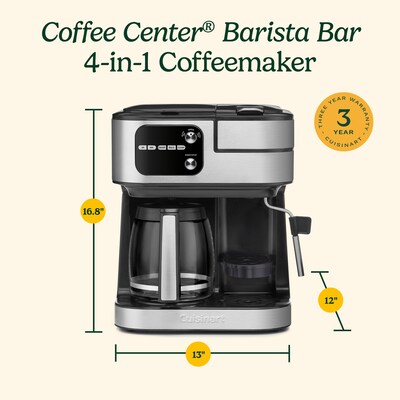 Cuisinart Barista Bar 4-in-1 12-Cups Automatic Coffee Maker, Black (SS4N1NAS)