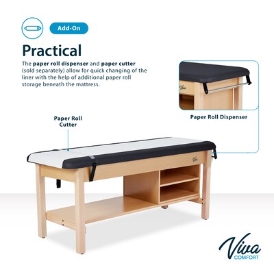 Aristo Wood H-Brace Physician Exam Table with Shelf, Cabinet, Paper Cutter, and Holder, 500lbs. Capacity, Black