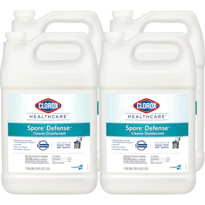 Clorox Healthcare Spore Defense Cleaner Disinfectant, Closed System Refill Bottle, 128 Fl Oz, 4/Pack