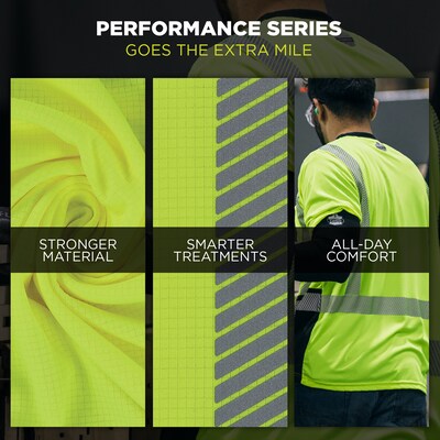 Ergodyne GloWear 8371BK High Visibility Long Sleeve Black Bottom T-Shirt, ANSI Type R Class 3, Lime, Large (22294)