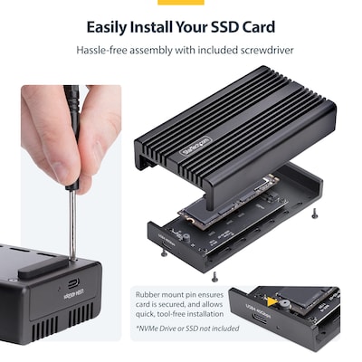 StarTech USB4 M.2 External Hard Drive Enclosure, NVMe, Black (1USB4-NVME-ENCLOSURE)
