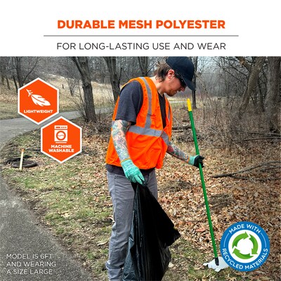 GloWear 8205HL-ECO High Visibility Sleeveless Vest, ANSI Type R Class 2, Orange, 4X/5X, (21999)