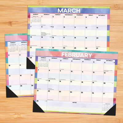 2027 Willow Creek Watercolor Stripes 22 x 17 Monthly Desk Pad Calendar, Assorted Colors (66645)