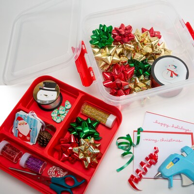 Simplify Gift Storage Box with Lid, Plastic, Red (25522- RED)