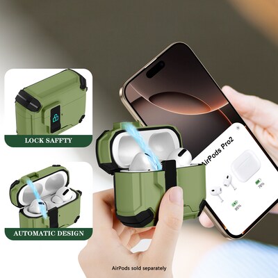 SaharaCase Raider Series Heavy Duty Case Compatible with Magsafe for Airpods Pro 3, Secure Lock, Cactus Green (HP00217)