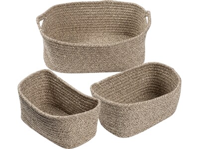 Honey-Can-Do Cotton Nesting Baskets with Handles, Champagne, 3/Set (STO-08462)