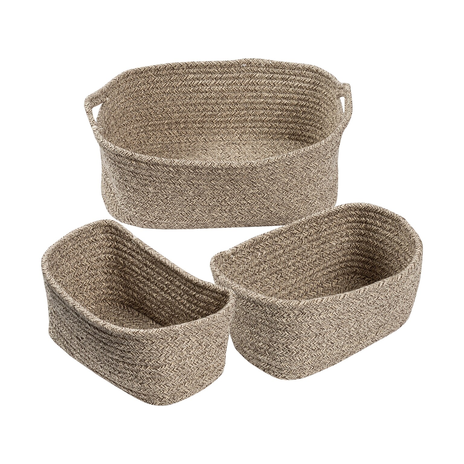 Honey-Can-Do Cotton Nesting Baskets with Handles, Champagne, 3/Set (STO-08462)