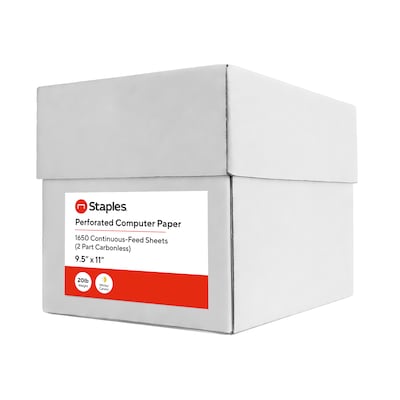 Staples Computer Paper 9.5 x 11-Inch, 2-Part 15 lbs. 100 Bright, White/Canary 1650-Sheets/CT