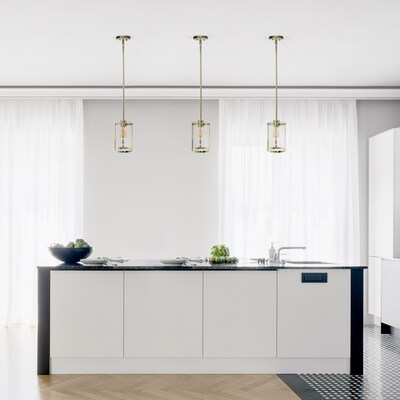 Lalia Home 1-Light Hanging Cylindrical Clear Glass LED Pendant Fixture with Accents, Gold (LHP-3002-GL)