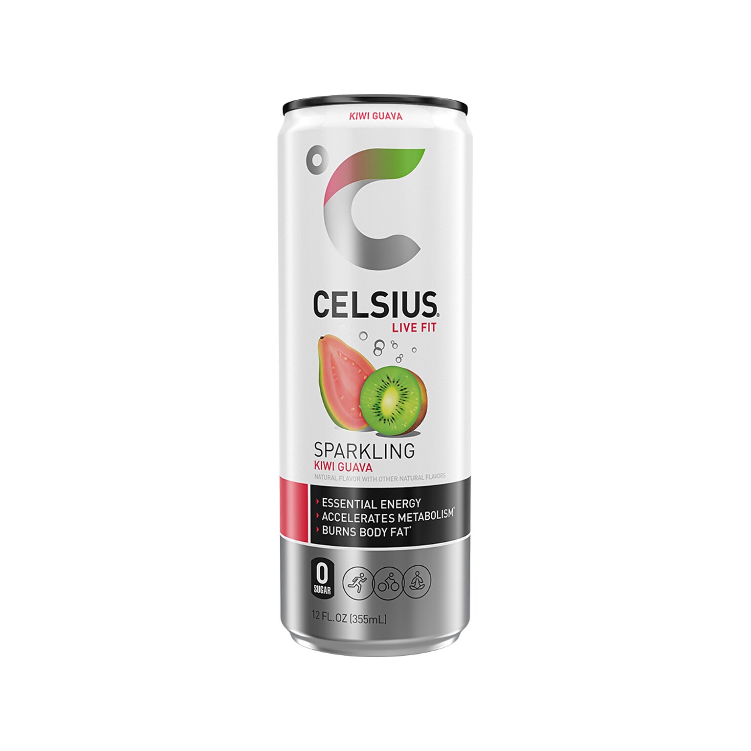 Celsius Sugar-Free Kiwi Guava Sparkling Energy Drink, 12 fl. oz., 12 Cans/Carton (01013)