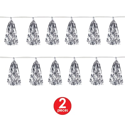 Beistle Metallic Silver Tinsel Garland, Silver, 2/Pack (59927-S)