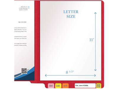 Medical Arts Press Heavy-Duty End Tab File Folder, Straight Cut, Letter-Size, Red, 40/Box (S-09458-RED)