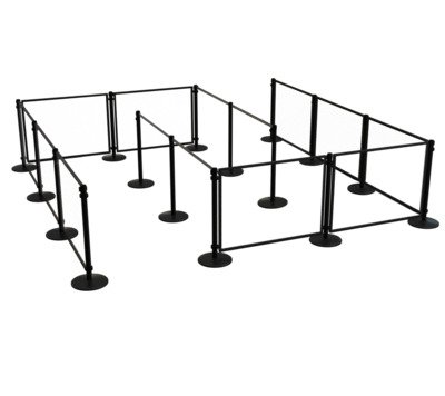 Queue Solutions 34" x 4’ Acrylic Stanchion Post Panel Kit, Clear (PNL4834B-CA2-4COL)