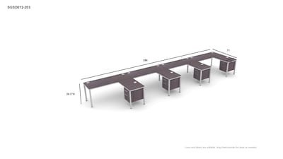 Boss Office Products Simple System 71W L-Shaped Desk, Driftwood, 4/Set (SGSD012-203)