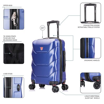 DUKAP Zonix 20" Hardside Carry-On Suitcase, 4-Wheeled Spinner, TSA Checkpoint Friendly, Blue (DKZON00S-BLU)