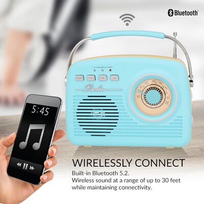 Supersonic Retro Portable Bluetooth Speaker, Blue, (SC-1201BT-BLU)
