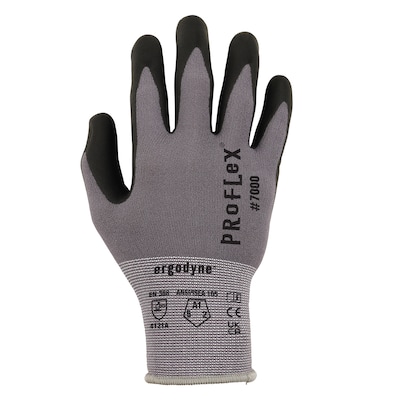 Ergodyne ProFlex 7000 Nitrile Coated Gloves, Microfoam Palm, ANSI Level 5 Abrasion Resistance, Gray,