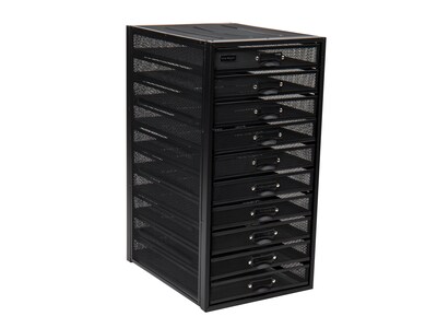 Mind Reader 10-Compartment Wire Mesh Storage Drawer, Black (10CABMESH-BLK)
