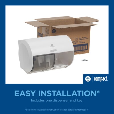 Georgia-Pacific Compact 2-Roll Side-by-Side Coreless Toilet Paper Dispenser, White (56797A)