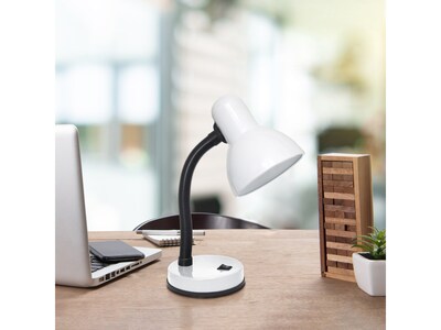 Creekwood Home Essentix Incandescent Desk Lamp, 14.25", White Glossy (CWD-1000-WH)