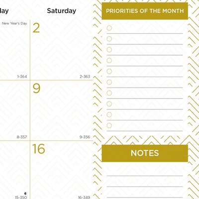 2027 Blueline Classic Gold 22" x 17" Monthly Desk Pad Calendar, White/Gold (C199003-27)