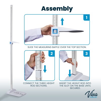 Viva Comfort Stadiometer Portable Height Measuring Rod, White (ADIME907-01-MK)