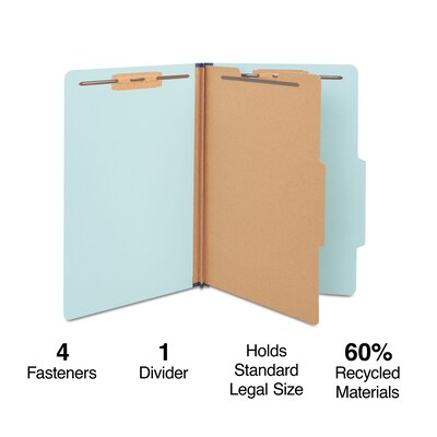 Staples 60% Recycled Pressboard Classification Folder, 1-Divider, 1.75 Expansion, Legal Size, Light