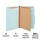 Staples 60% Recycled Pressboard Classification Folder, 1-Divider, 1.75" Expansion, Legal Size, Light Blue, 20/Box