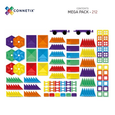 Connetix Magnetic Tiles Rainbow Mega Pack, 212 Pieces (CNTR00212ME)