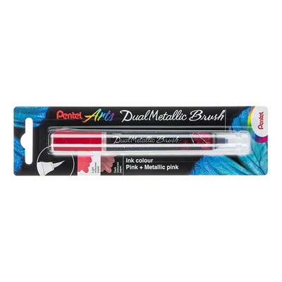 Pentel Arts DualMetallic, Brush, Metallic Pink Ink (PTAXGFHBPDPX)