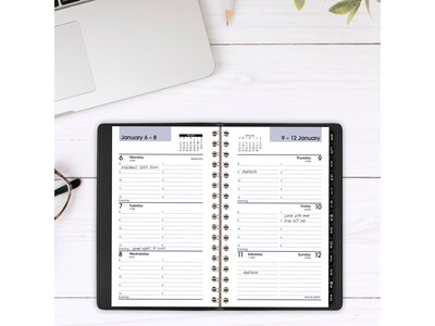 2025 AT-A-GLANCE DayMinder 3.5 x 6 Weekly Appointment Book Planner, Faux Leather Cover, Black (G25