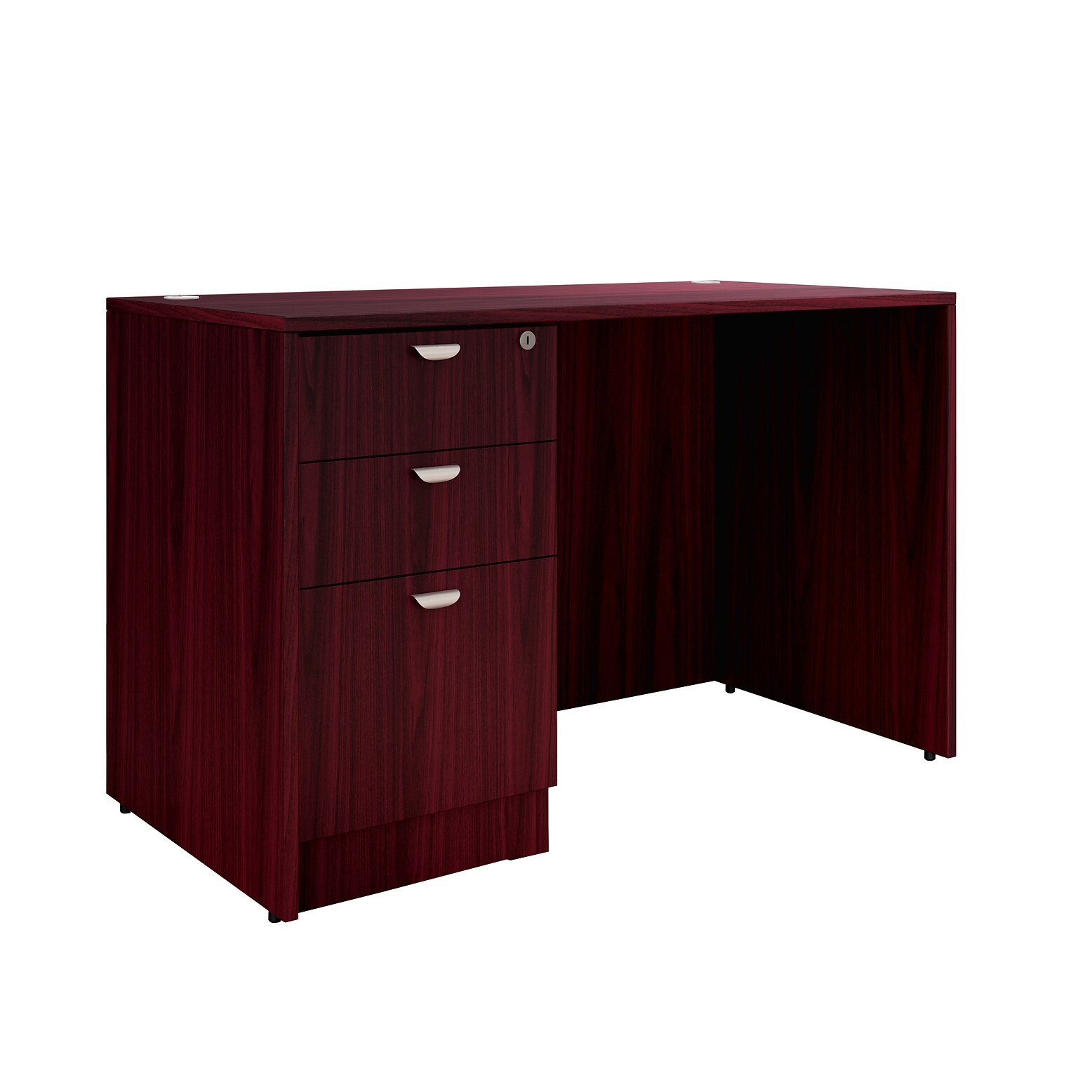 Boss Office Products Executive Desk with Box/Box/File Pedestal, 48 x 24, Mahogany (GROUP104-M)