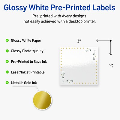 Avery Laser/Inkjet Square Multipurpose Labels, 3 x 3, White, 60/Pack (S00-DN6)