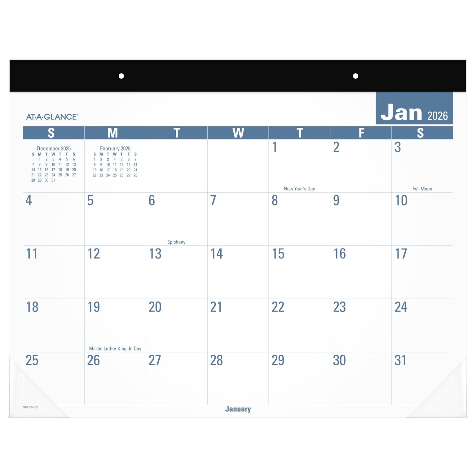 2026 AT-A-GLANCE Easy-to-Read 21.75 x 17 Monthly Desk Pad Calendar, White/Blue (SKLP24-32-26)