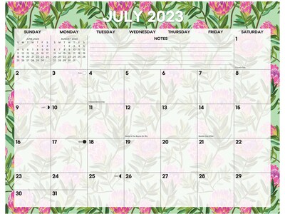 2023-2024 Willow Creek Bold Blooms 22 x 17 Academic Monthly Desk Pad Calendar, Green/Pink (38376)