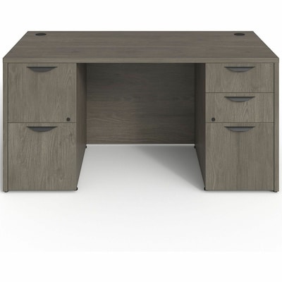Lorell Prominence 2.0 60 W Double-Pedestal Desk, Gray Elm Surface (LLRPD3060DPGE)