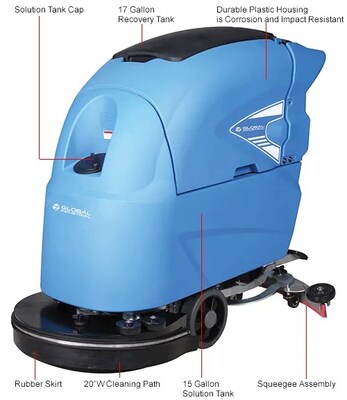 Global Industrial Auto Walk-Behind Floor Scrubber, 20" Cleaning Path (641264)