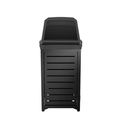Suncast Commercial Metal Outdoor Trash Can with Resin Chute Lid, 30 Gallon, Black (MTCSQ305)