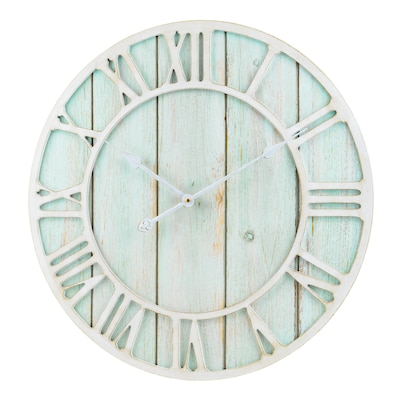 La Crosse Clock 23.5 Inch Round Blue Coastal Decorative Quartz Wall Clock (404-4060)