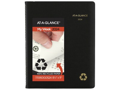 2024 AT-A-GLANCE 8.25 x 11 Weekly & Monthly Appointment Book Planner, Black (70-950G-05-24)