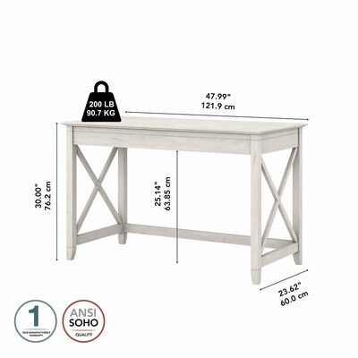 Bush Furniture Key West 48"W Writing Desk, Linen White Oak (KWD148LW-03)