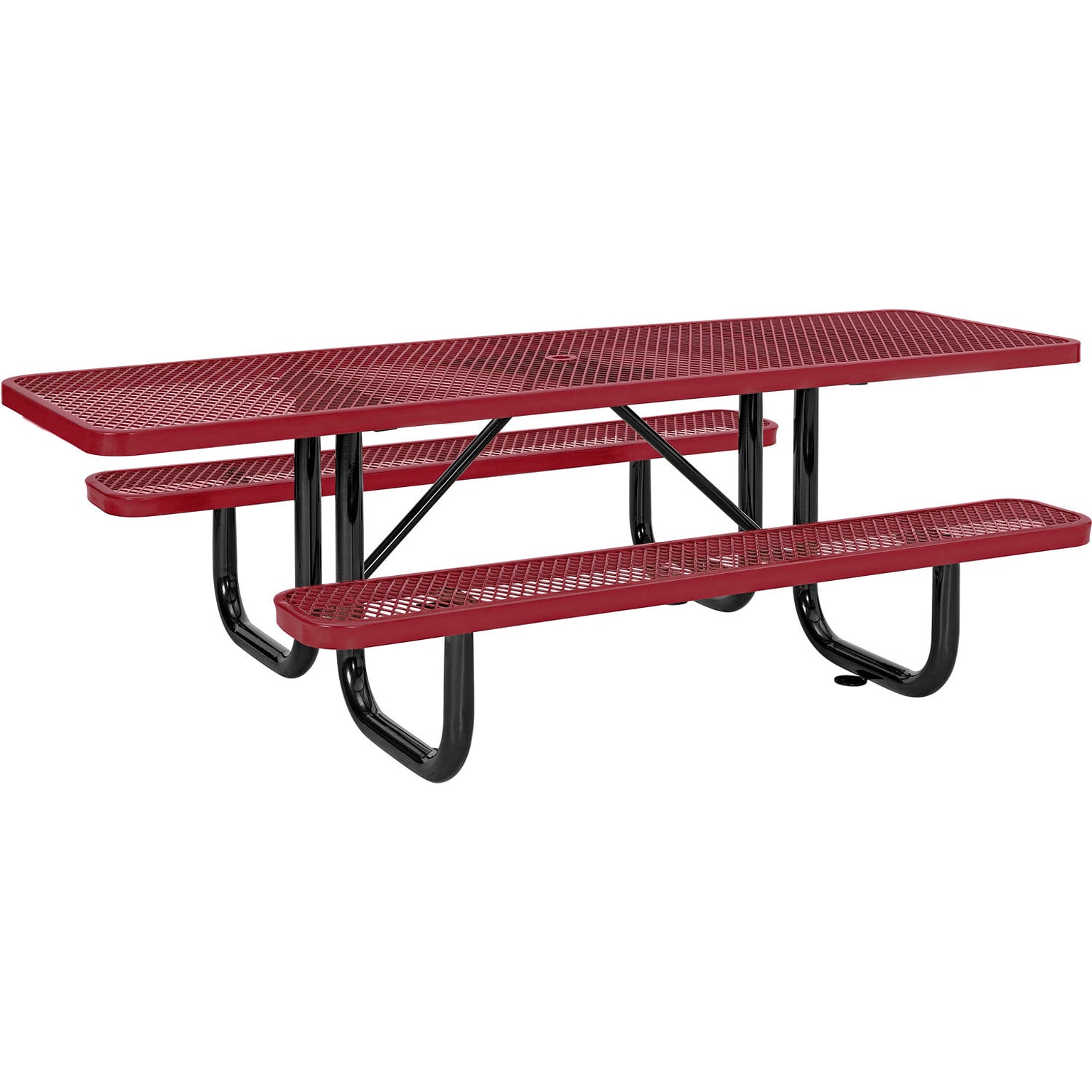 Global Industrial 8 ADA Outdoor Steel Picnic Table, Expanded Metal, Red (695289RD)