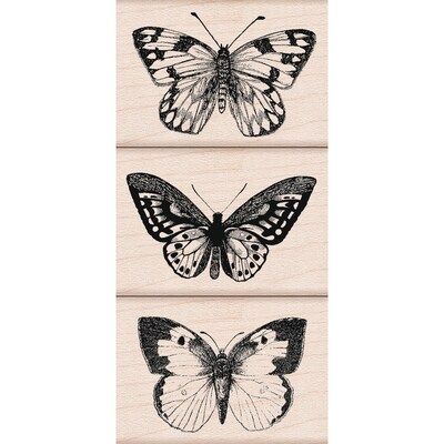 Hero Arts Three Artistic Butterflies Stamp Set, 3/Pack (HOALP215)