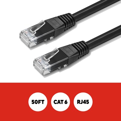 Staples TECH 50 Cat-6 Ethernet Cable, Male to Male, Black (ST62448)