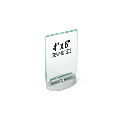Azar Sign Holder, 4 x 6, Vertical, Table Top, Silver, Acrylic, 2/Pack (252940)