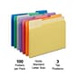 Quill Brand® File Folders, Assorted Tabs, 1/3-Cut, Letter Size, Assorted Colors, 100/Box (740913AD)